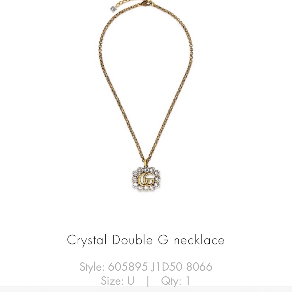 Gucci Gold And Silver Crystal Double G Necklace